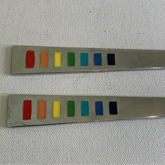 2 Fiestaware Fiesta Celebration Silverware Rainbow Flatware Knives Knife 9.25" - Picture 5 of 8